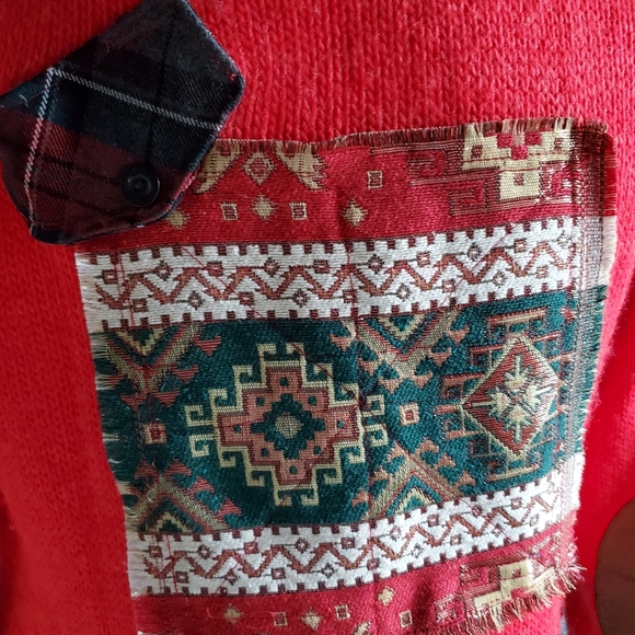 Handmade upcycled lagenlook sweater tartan plaid dress OOAK Small-Large - Picture 6 of 12